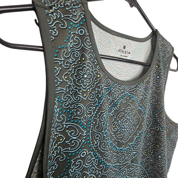 Athleta Tank Top Women L Mandala Print Muscle Tank Athletic Top Brown Teal Shirt - Picture 4 of 7